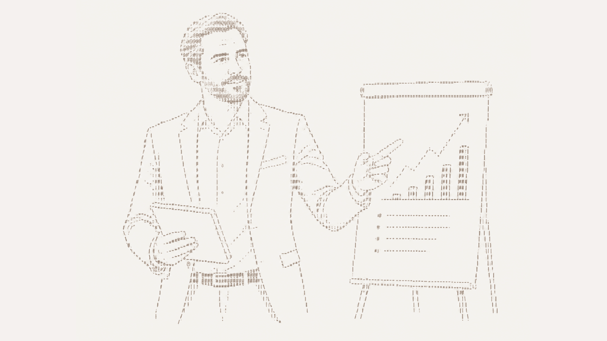 Consultant presenting a growth chart on a flip chart